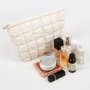 JTCB-H214 Travel portable organizer cosmetics storage bag large capacity plaid zipper polyester cosmetic bag