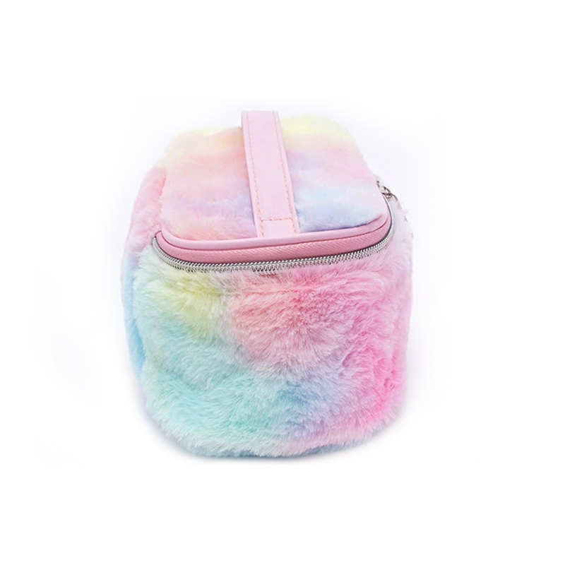 JTCB-N038 plush portable cosmetic bag gradient color rectangular large capacity makeup bag portable toiletry bag