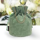 Fashionable Corduroy Round Cosmetic Bag Portable Travel Large Capacity INS Style Multifunctional Storage Bag  