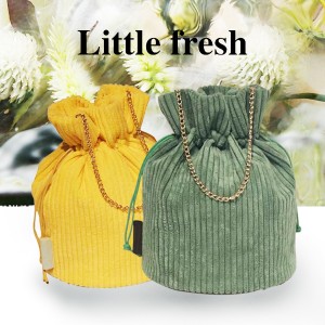 Fashionable Corduroy Round Cosmetic Bag Portable Travel Large Capacity INS Style Multifunctional Storage Bag  