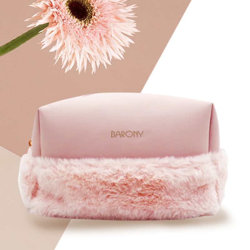 Pink Plush Elegant Large Capacity Makeup Storage Bag