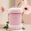 Pink Plush Cylinder Elegant Shoulder Portable Makeup Storage Bag