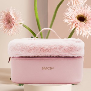 Pink Plush Portable Makeup Storage Bag