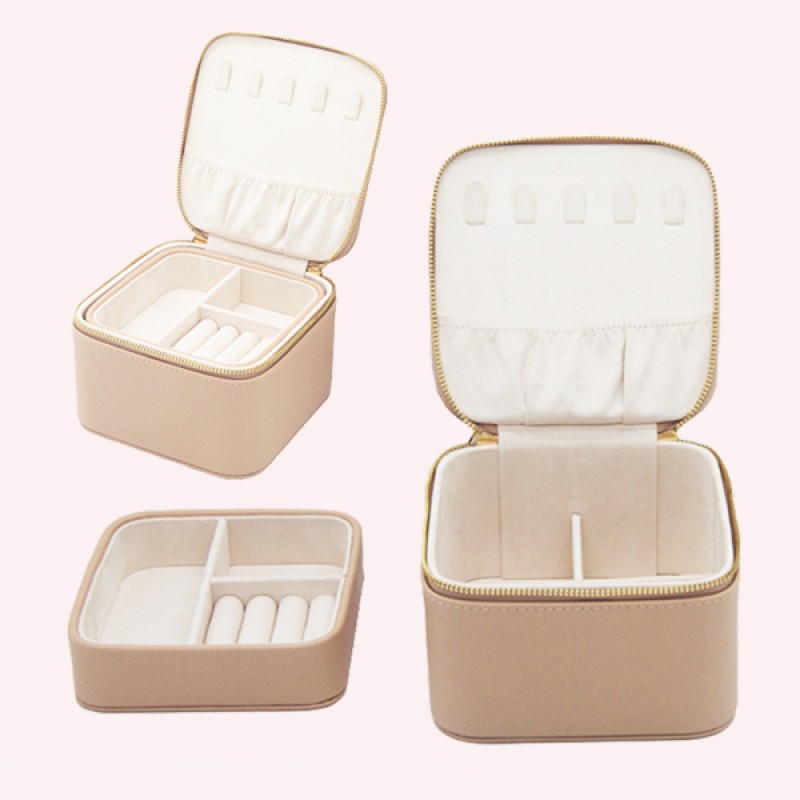 JTF-J002 Portable travel simple and compact PU jewelry layered storage box