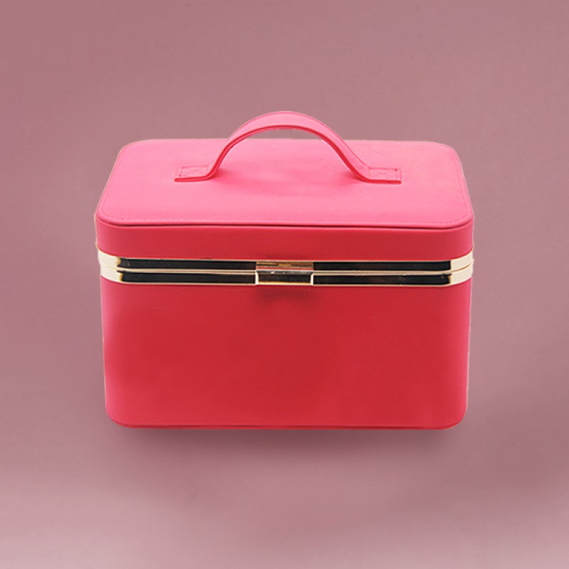 Large-capacity minimalist makeup portable travel metal frame cosmetic case